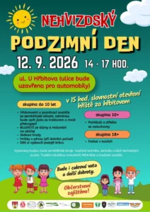 Plakát na kterém je program podzimního dne v Nehvizdech